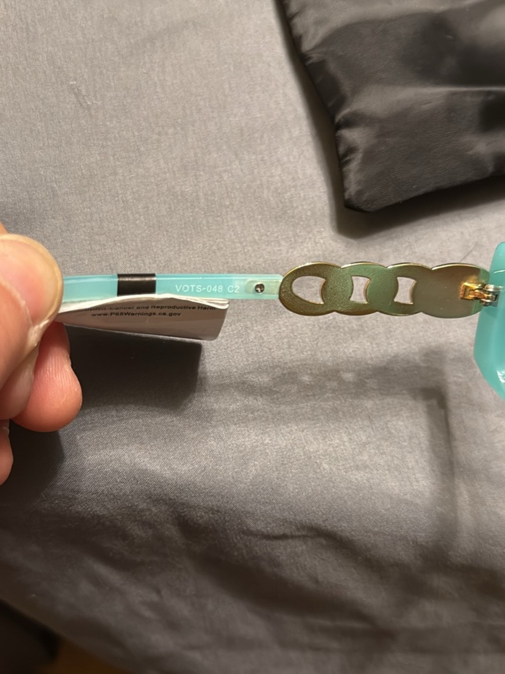 Aqua Women's Fashion Sunglasses with Gold Link Detail